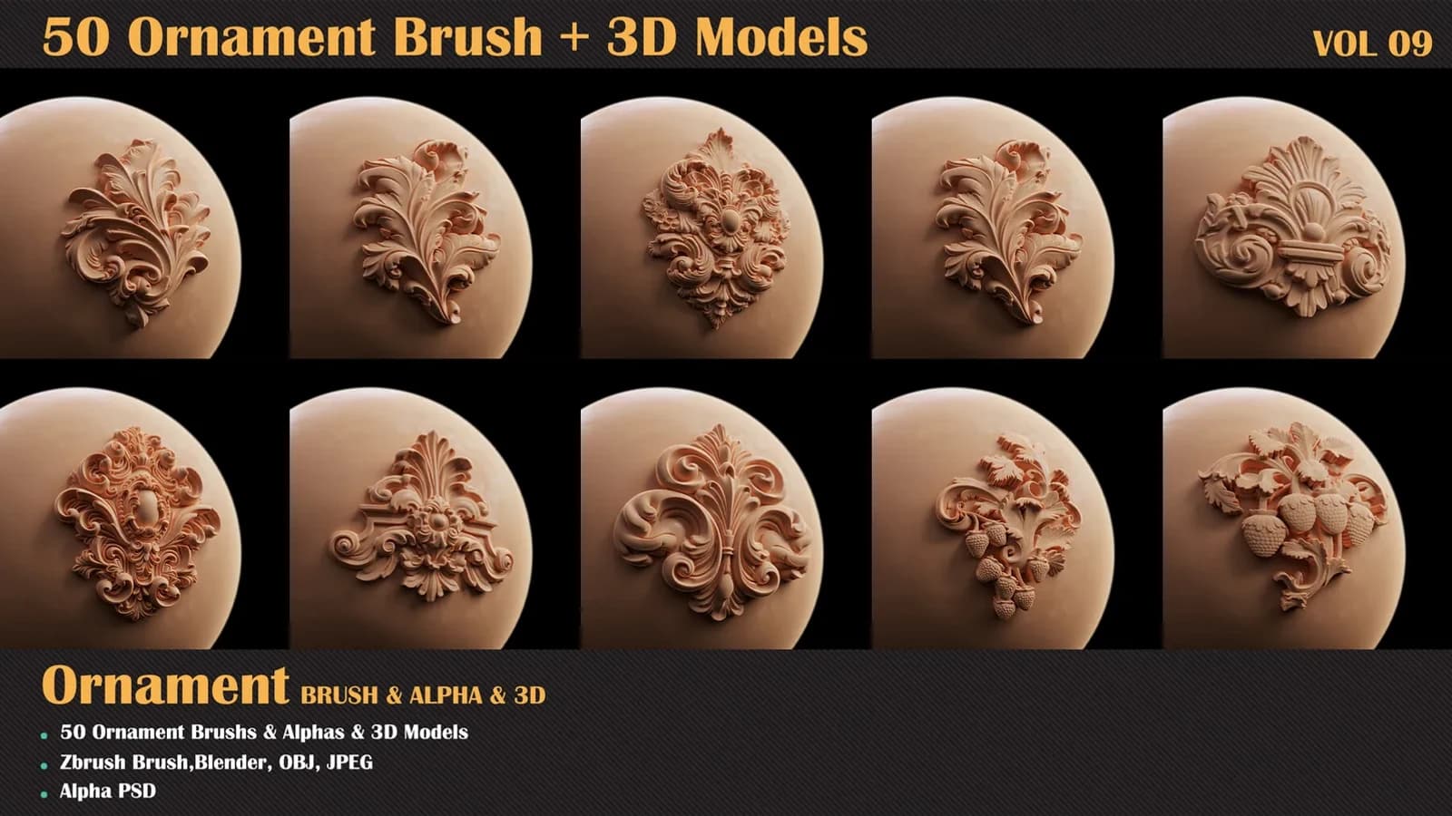 50 Ornament Brush and 3D Models — VOL 09 — preview 7