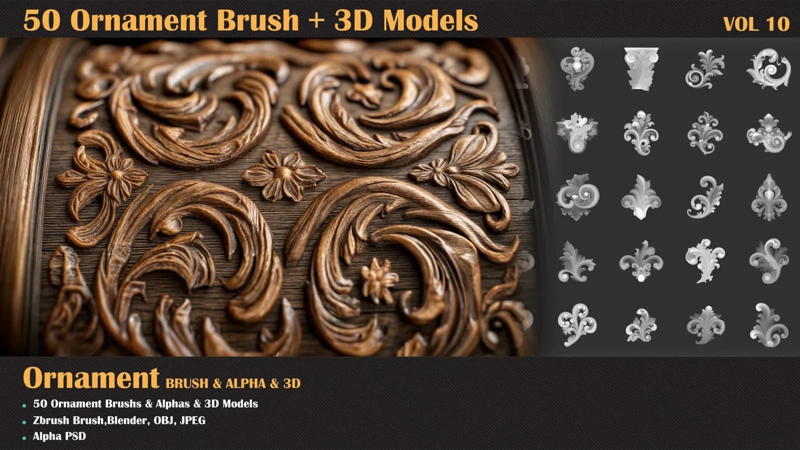 50 Ornament Brush and 3D Models — VOL 10