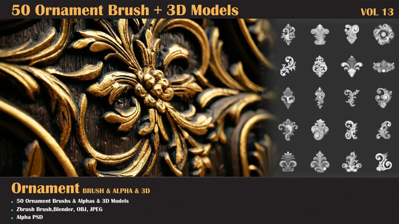 50 Ornament Brush and 3D Models — VOL 13