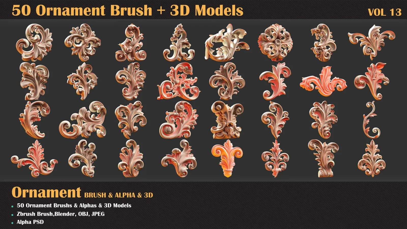 50 Ornament Brush and 3D Models — VOL 13 — preview 3