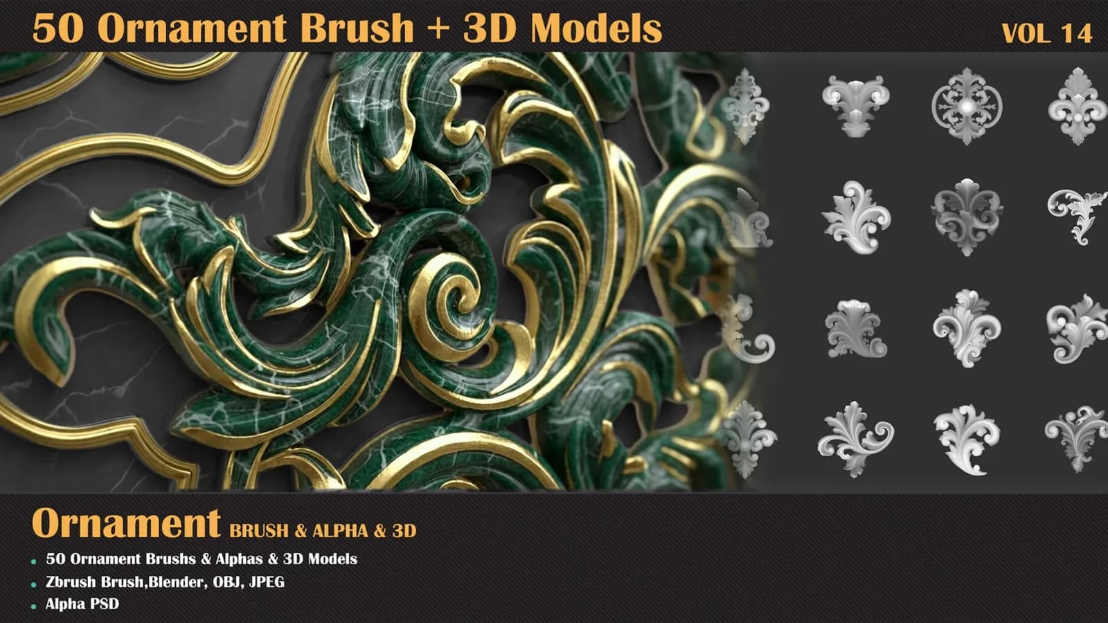 50 Ornament Brush and 3D Models — VOL 14
