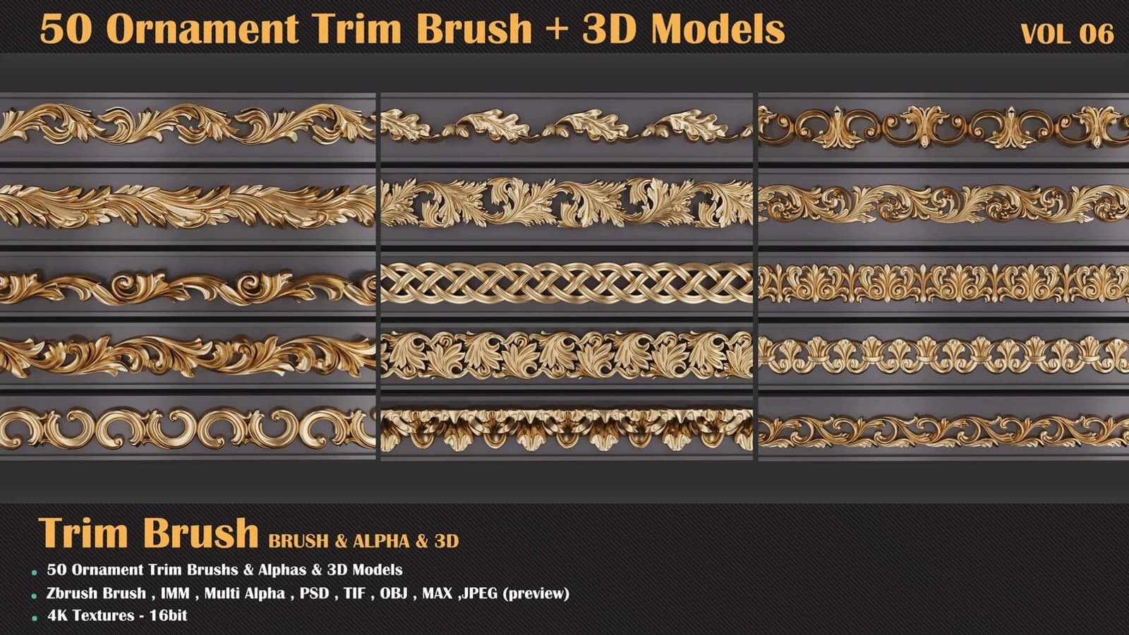 50 Ornament Trim Brush + 3DModel — VOL 08 — preview 3