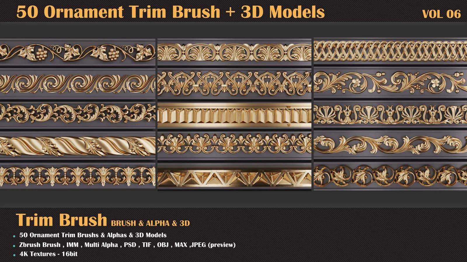 50 Ornament Trim Brush + 3DModel — VOL 08 — preview 4