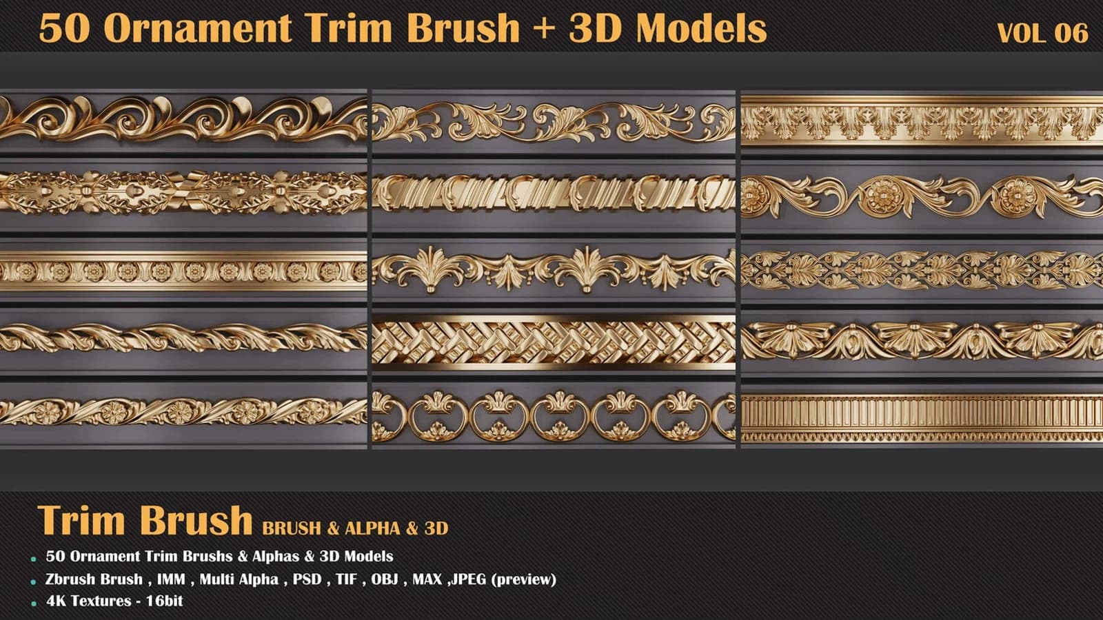 50 Ornament Trim Brush + 3DModel — VOL 08 — preview 5