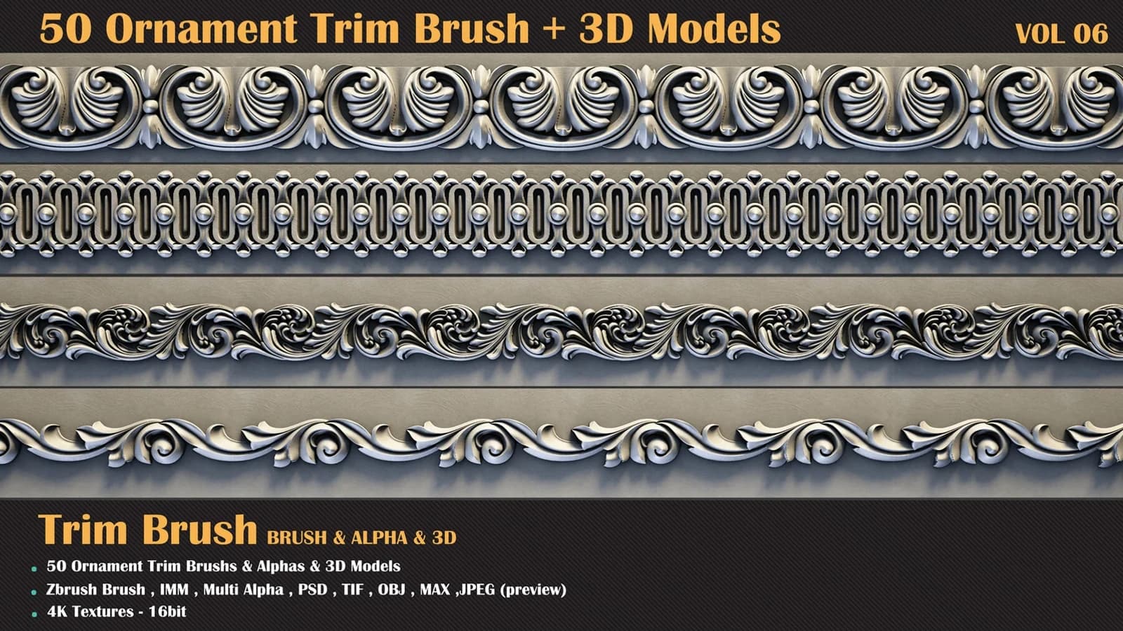 50 Ornament Trim Brush + 3DModel — VOL 08 — preview 7