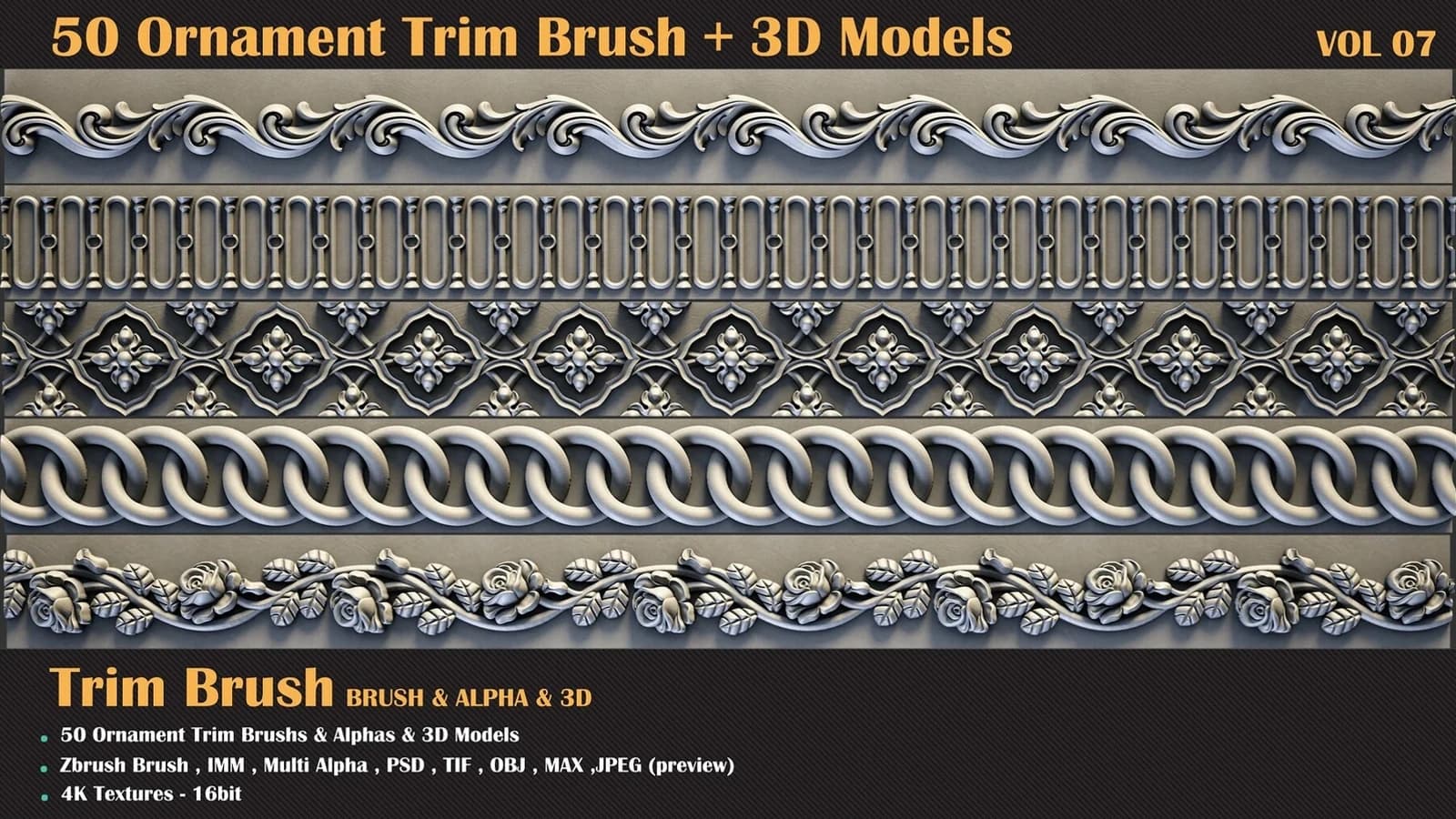 50 Ornament Trim Brush + 3DModel — VOL 09 — preview 2