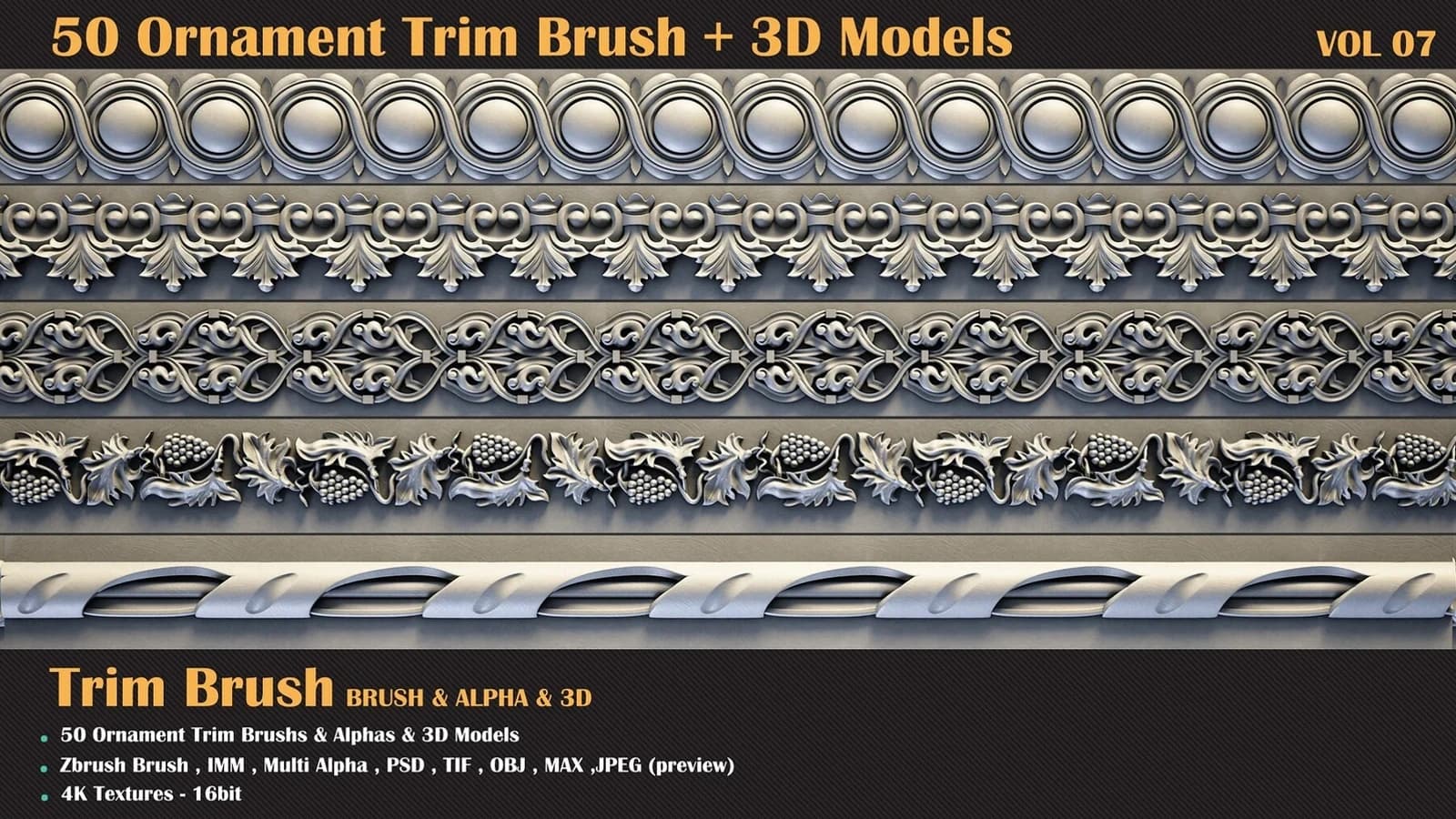 50 Ornament Trim Brush + 3DModel — VOL 09 — preview 3