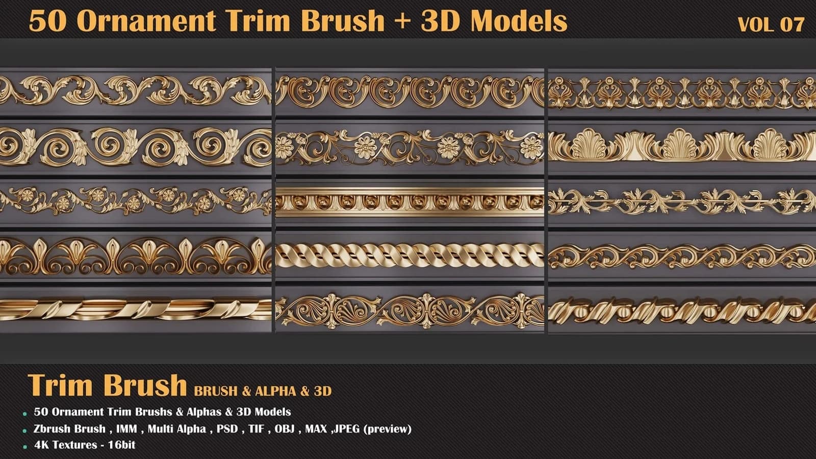 50 Ornament Trim Brush + 3DModel — VOL 09 — preview 5