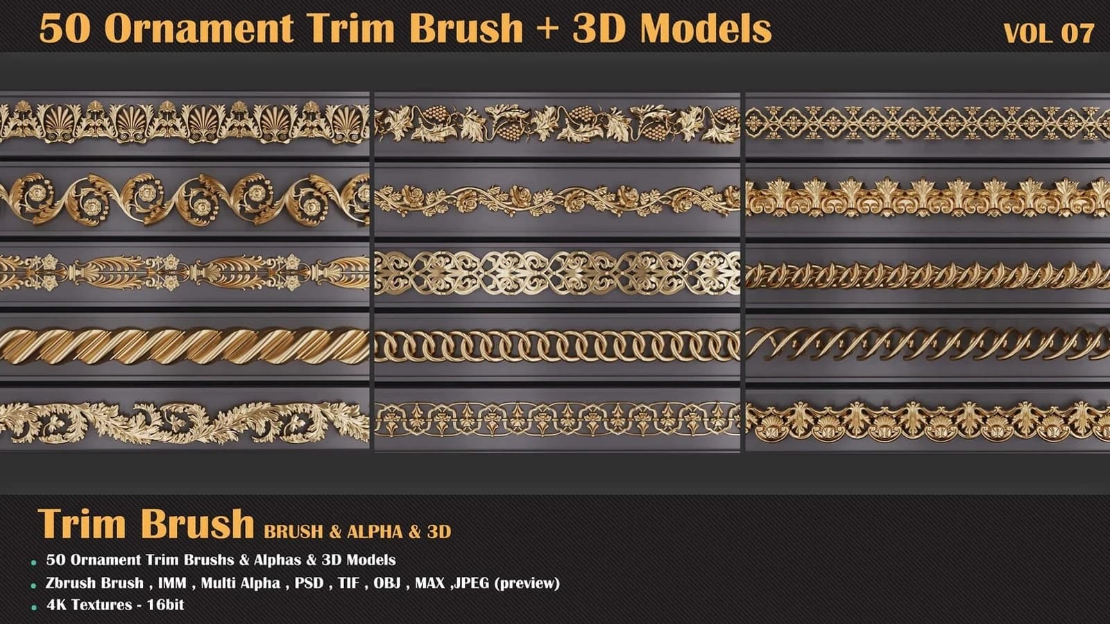 50 Ornament Trim Brush + 3DModel — VOL 09 — preview 6