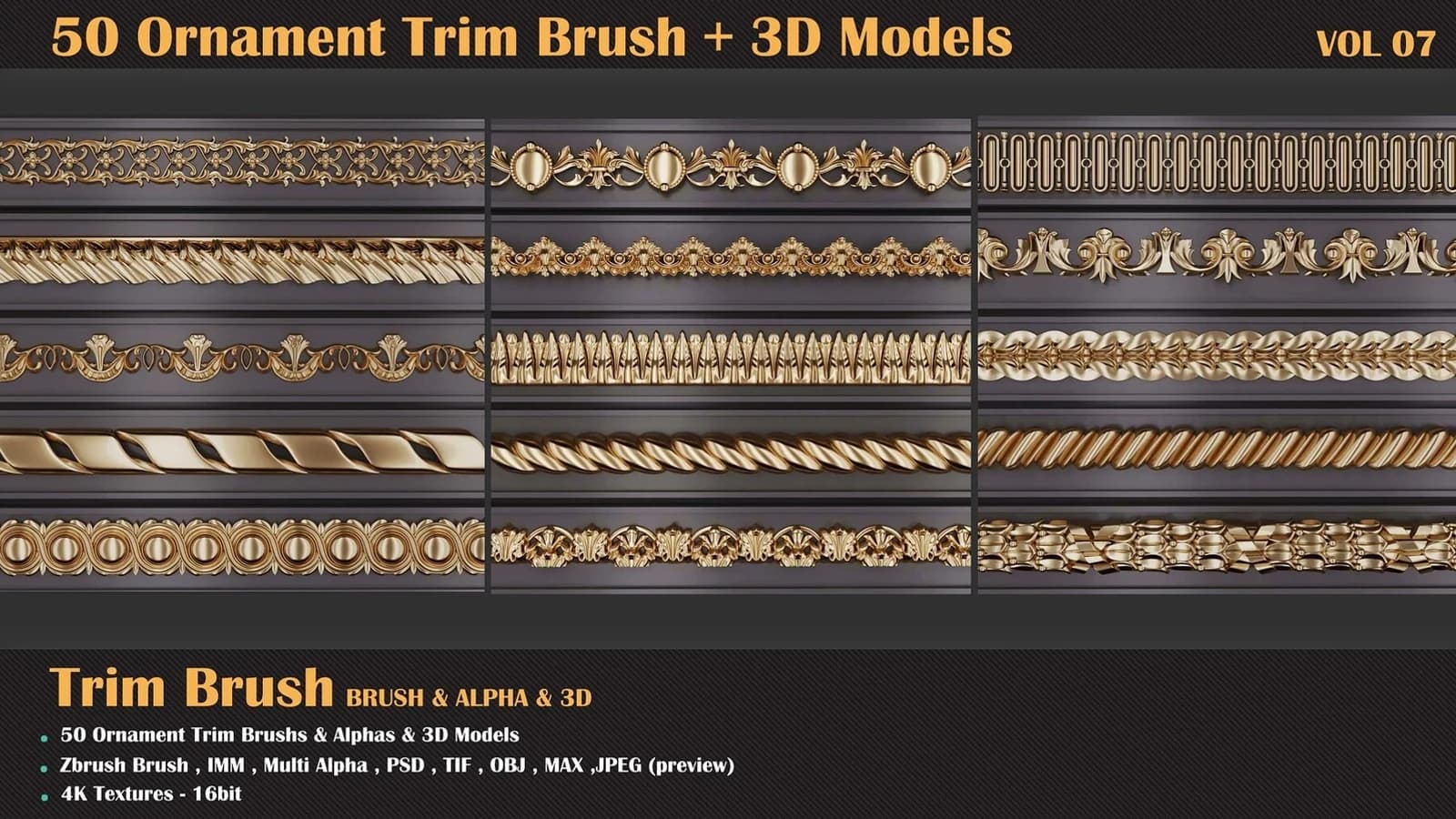 50 Ornament Trim Brush + 3DModel — VOL 09 — preview 7