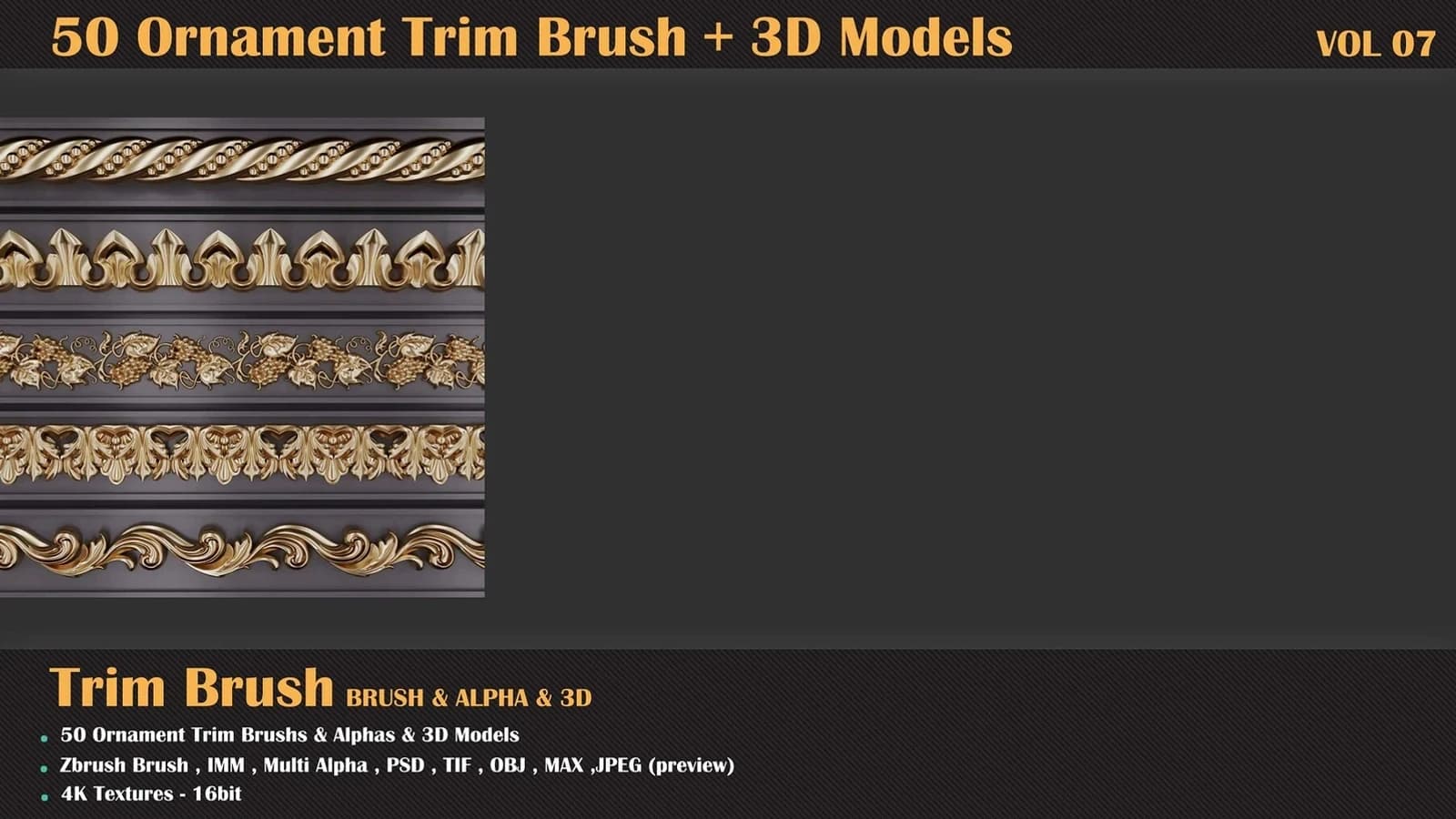 50 Ornament Trim Brush + 3DModel — VOL 09 — preview 8