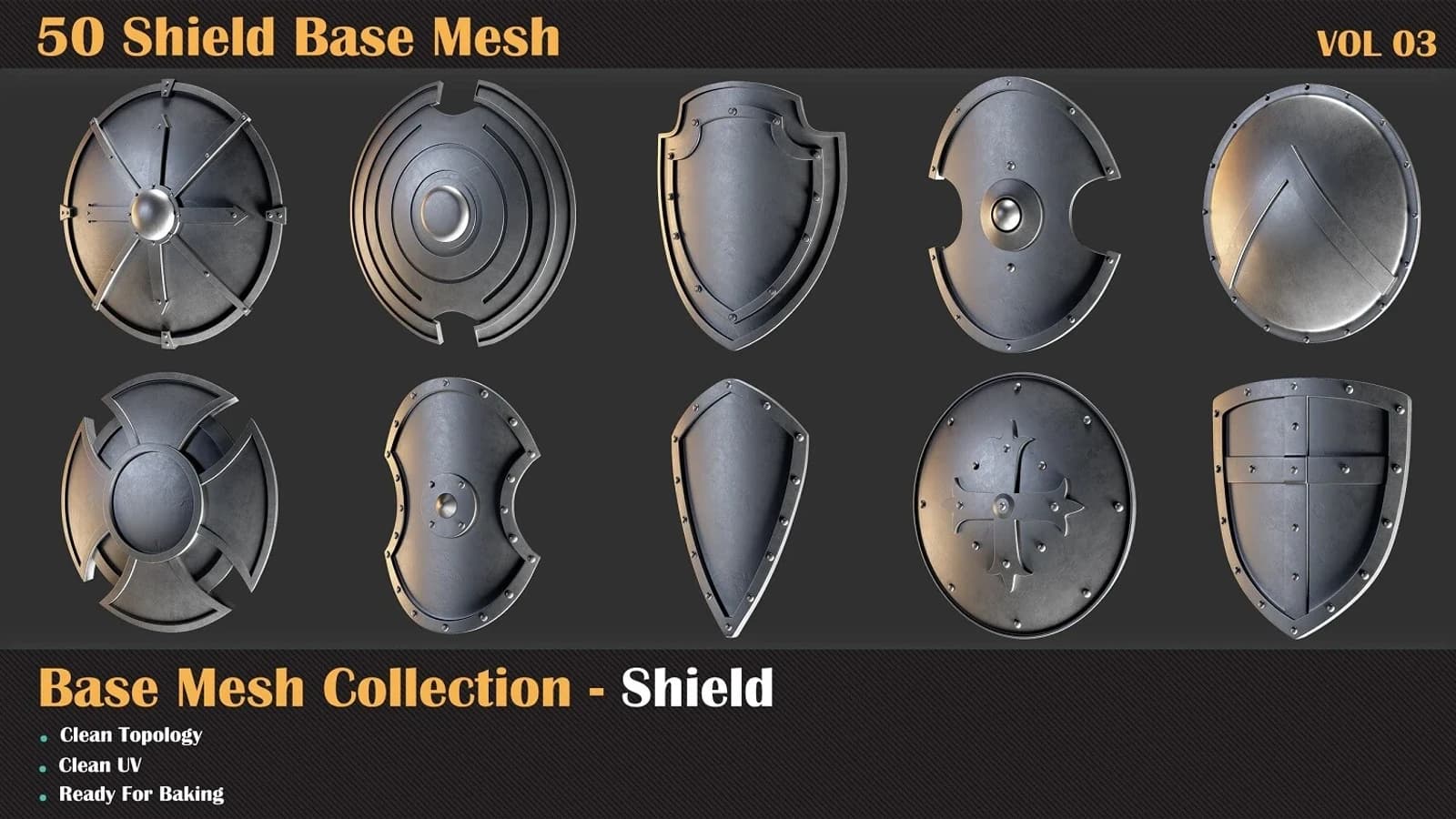 50 Shield Base Mesh — VOL 03 ( Game Ready ) — preview 4