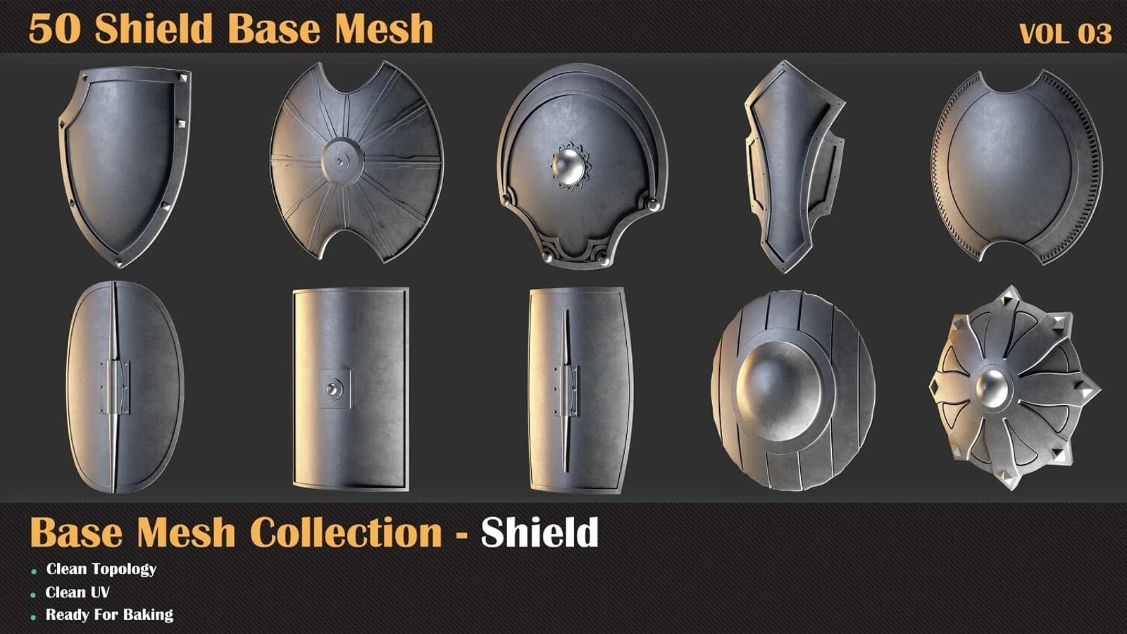 50 Shield Base Mesh — VOL 03 ( Game Ready ) — preview 5