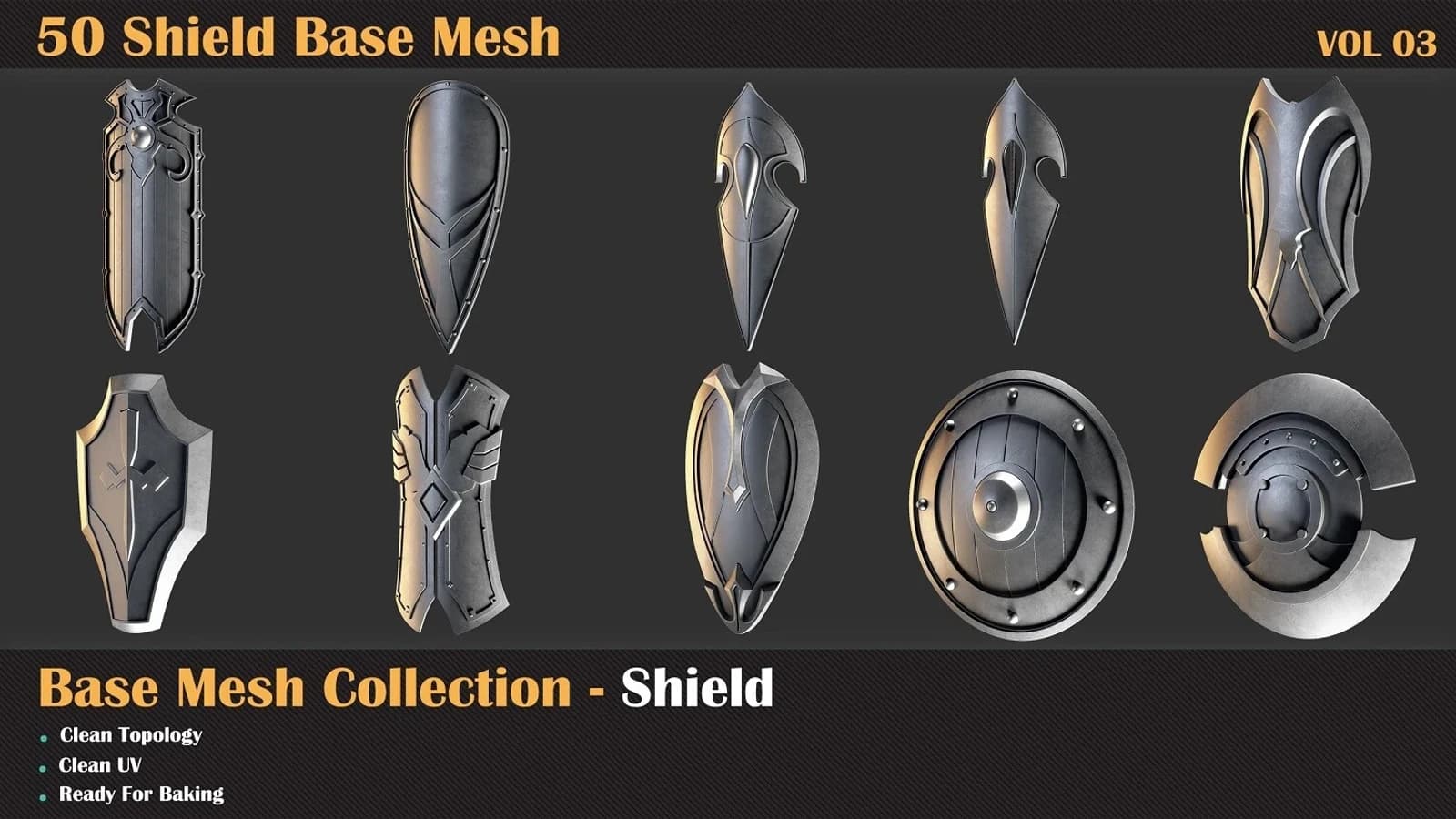50 Shield Base Mesh — VOL 03 ( Game Ready ) — preview 7