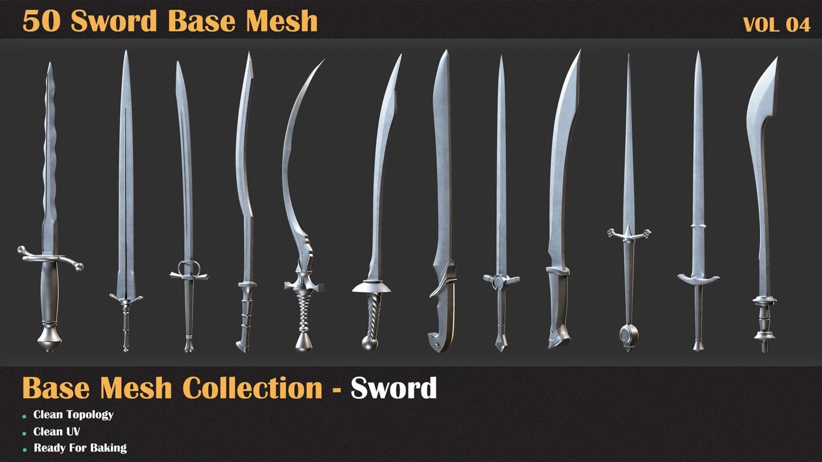 50 Sword Base Mesh — VOL 05 ( Game Ready ) — preview 4