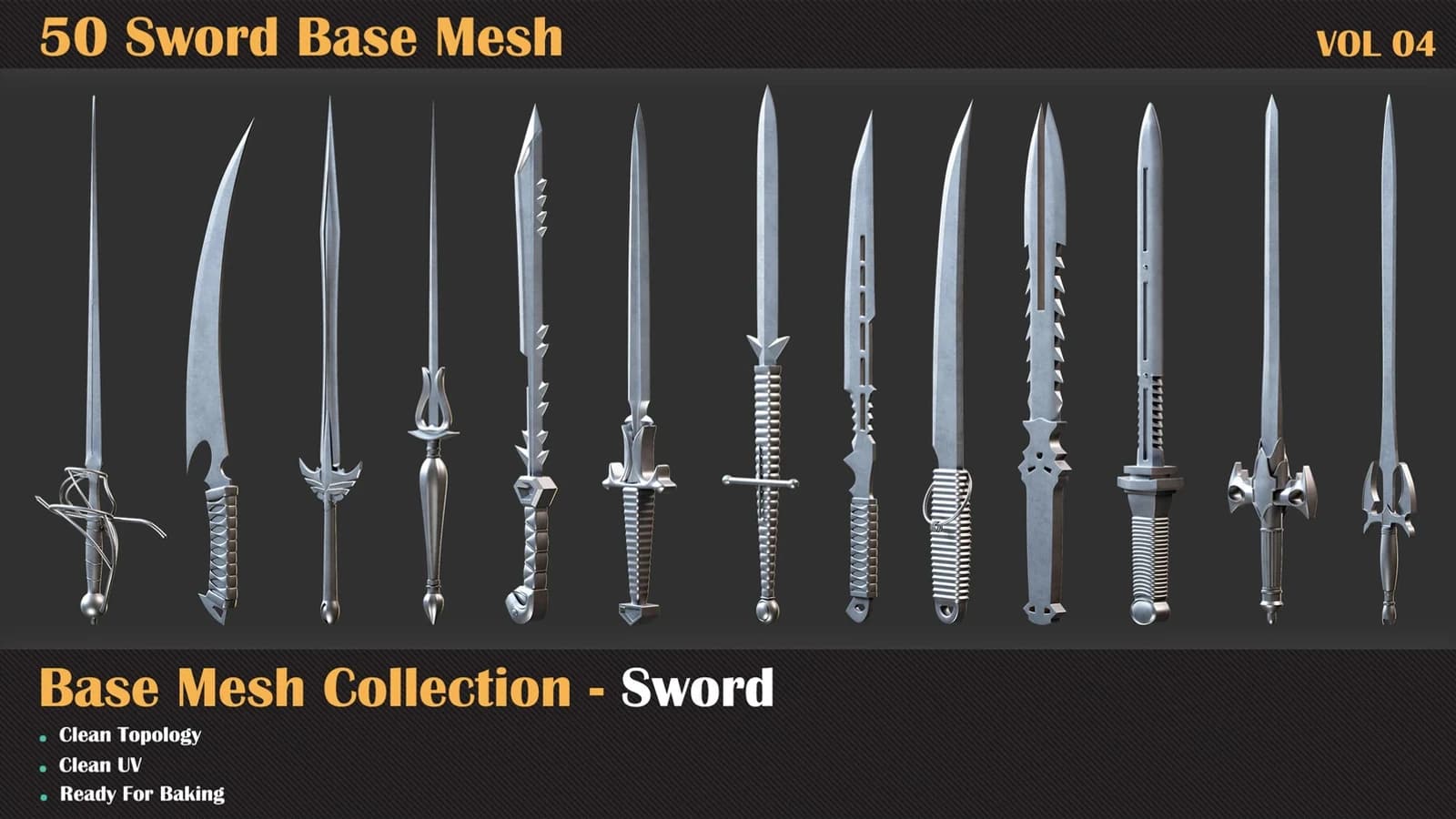 50 Sword Base Mesh — VOL 05 ( Game Ready ) — preview 5