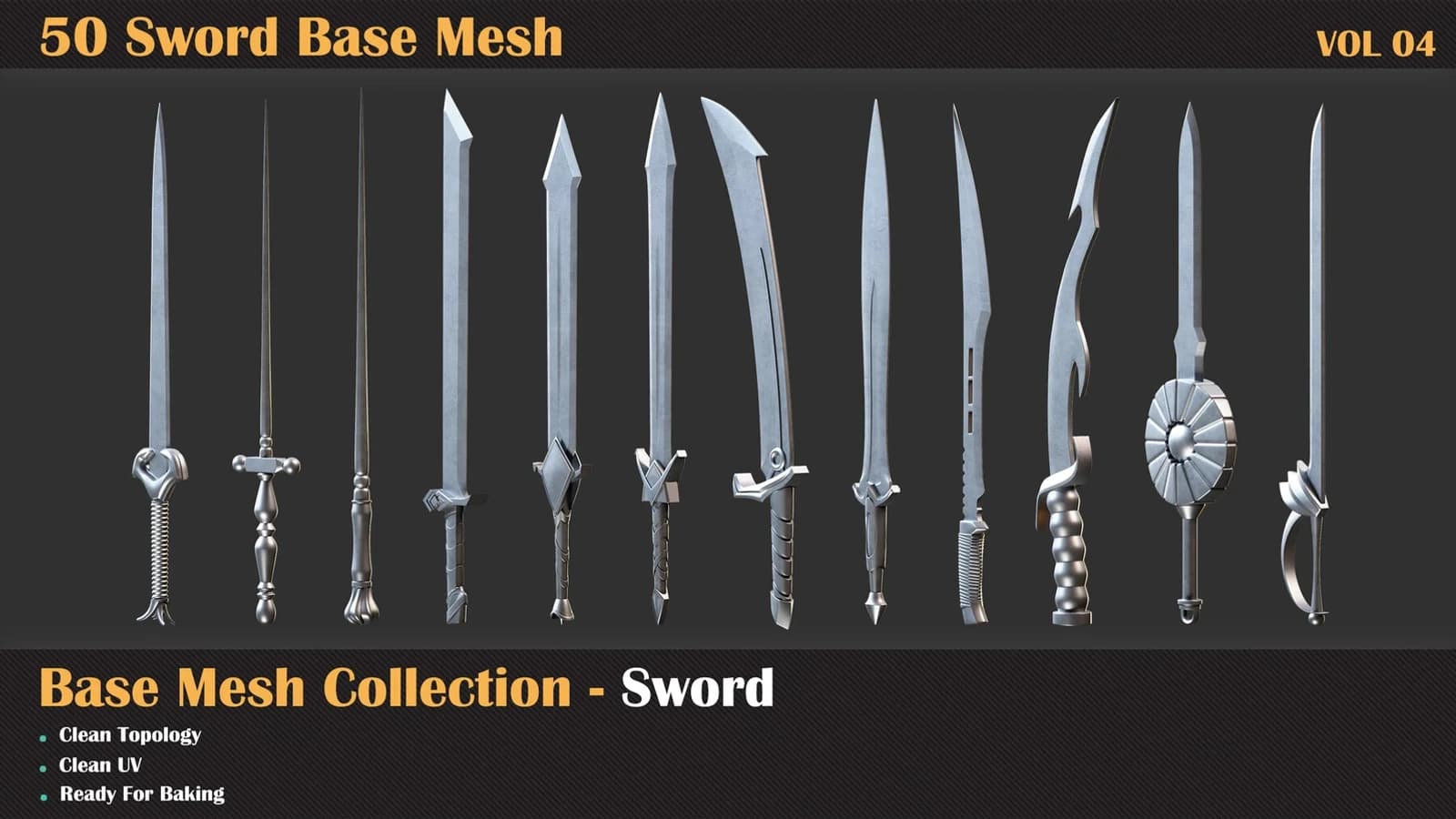 50 Sword Base Mesh — VOL 05 ( Game Ready ) — preview 6