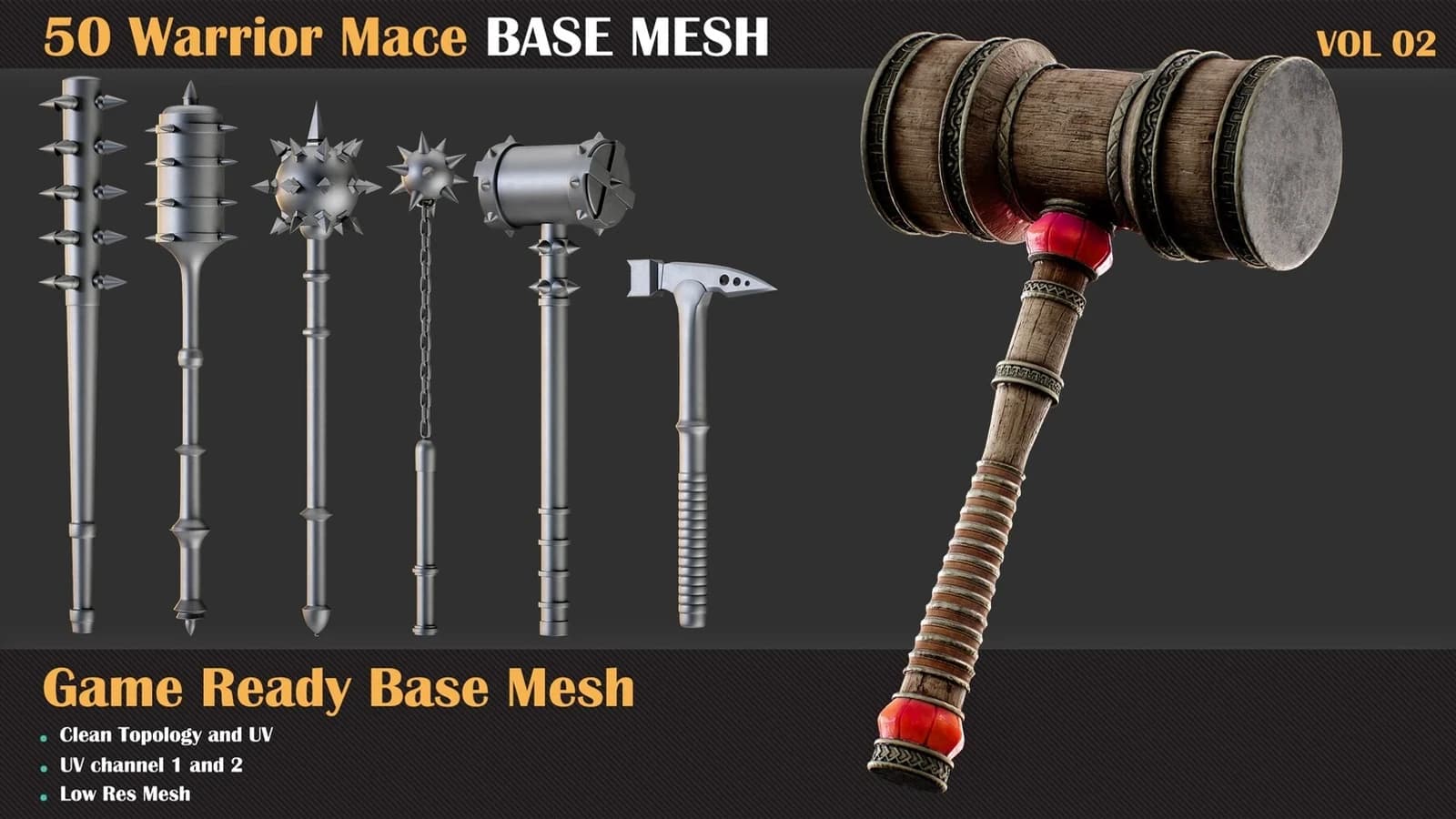 50 Warrior Mace Base Mesh — VOL 02 ( Game Ready )
