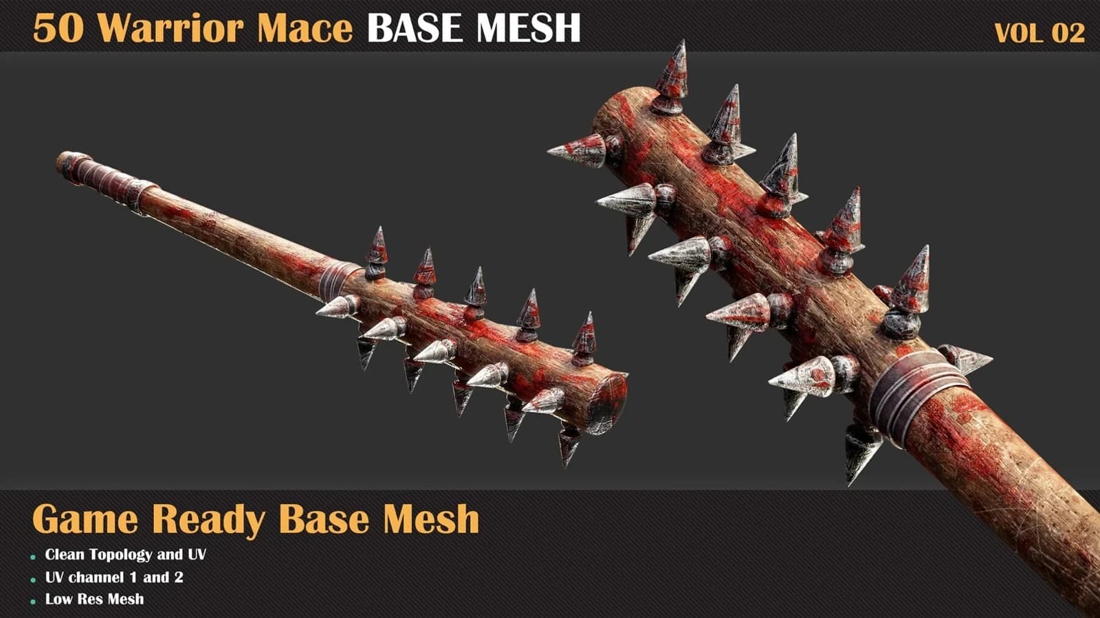 50 Warrior Mace Base Mesh — VOL 02 ( Game Ready ) — preview 2