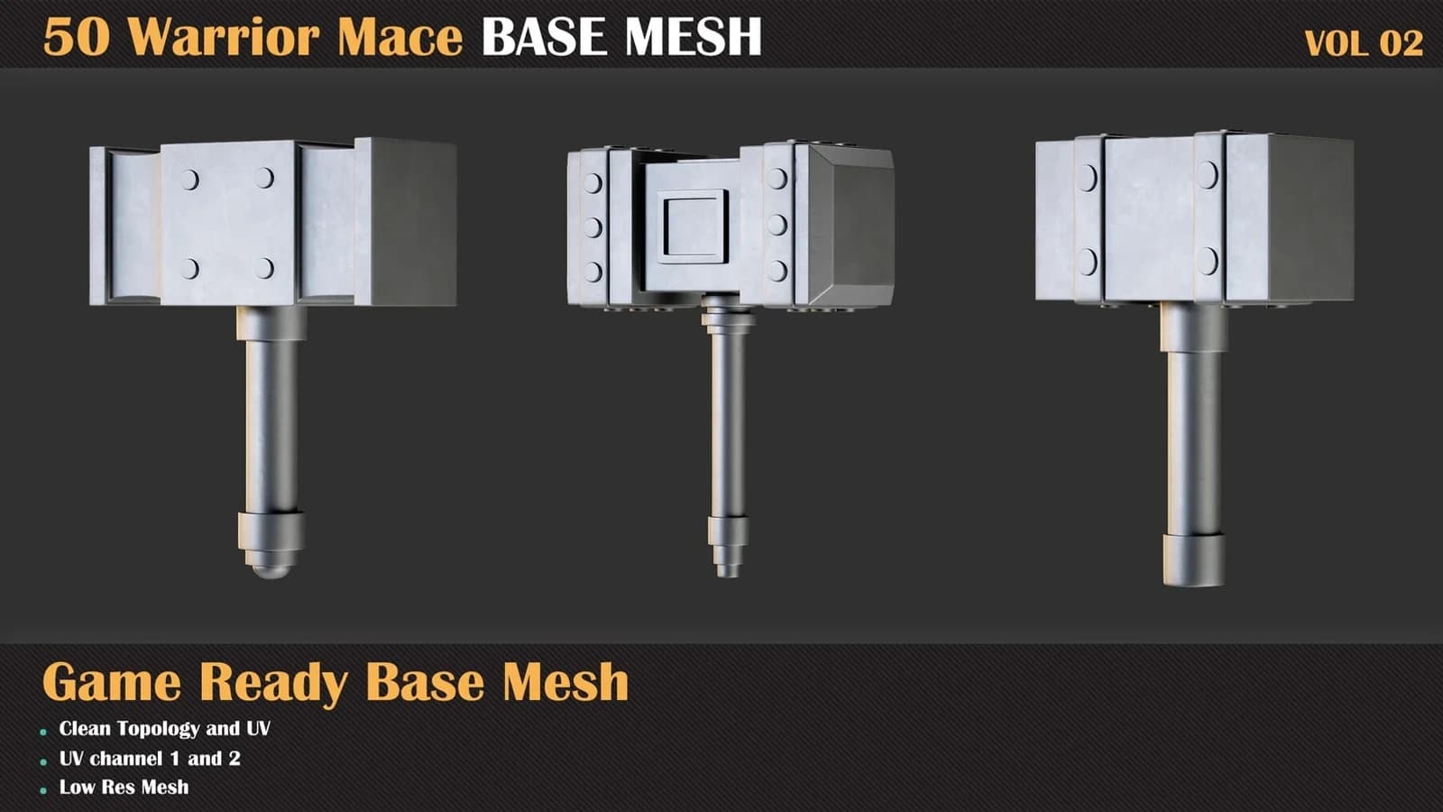 50 Warrior Mace Base Mesh — VOL 02 ( Game Ready ) — preview 9
