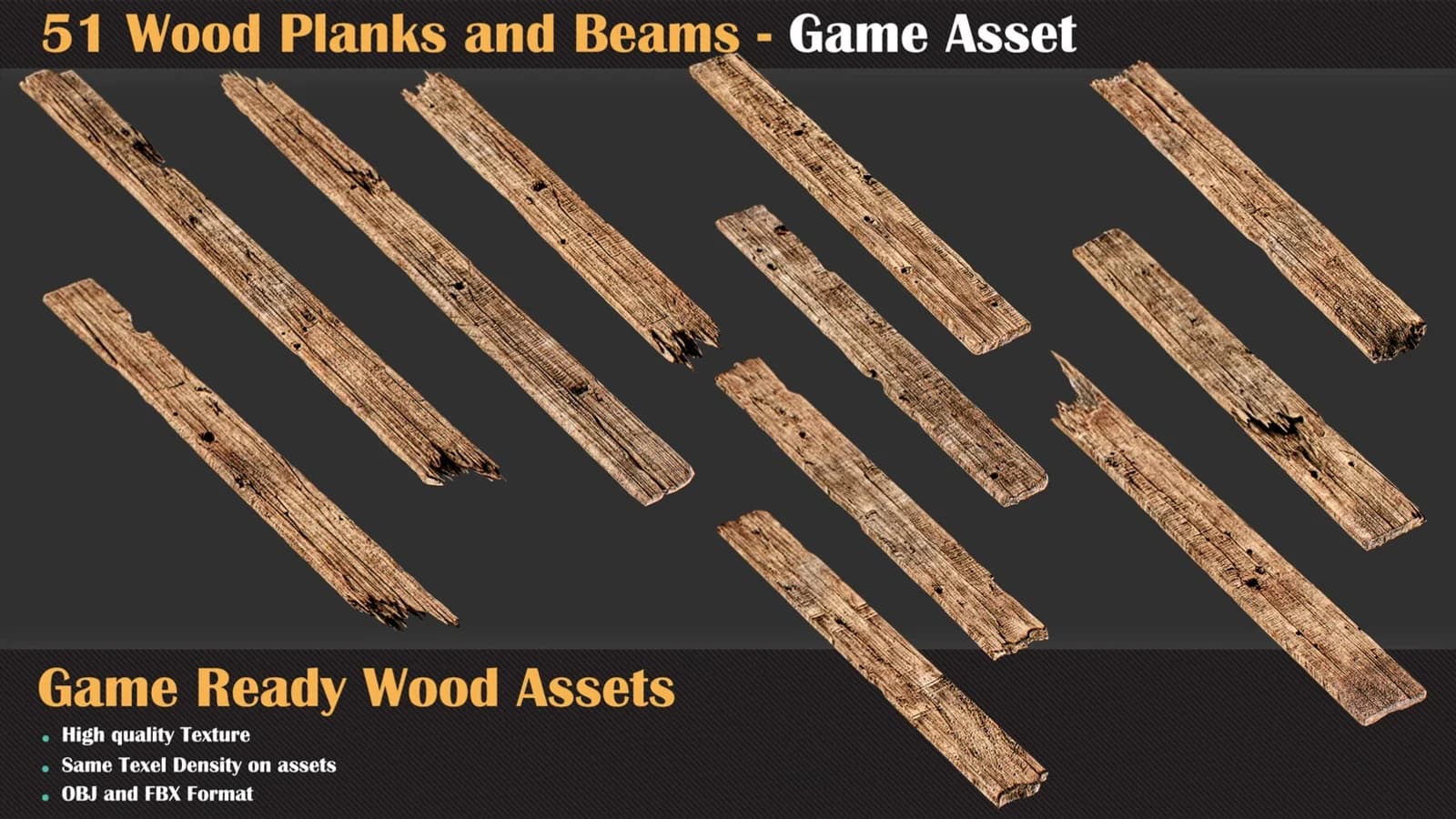 51 Wood Planks and Beams - Game Asset — preview 5