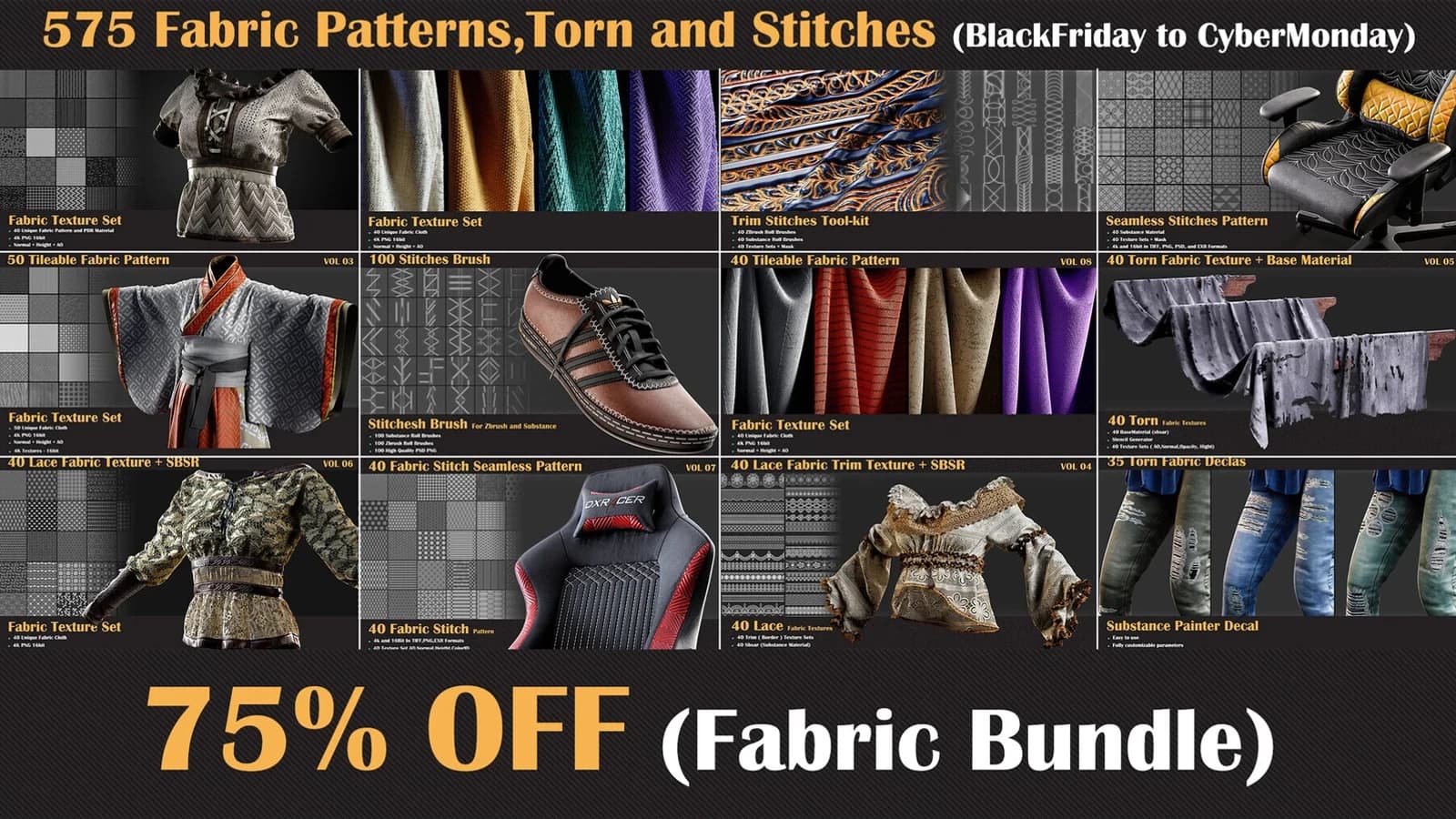 575 Fabric Patterns and Brush Tools (Fabric Bundle) — preview 15
