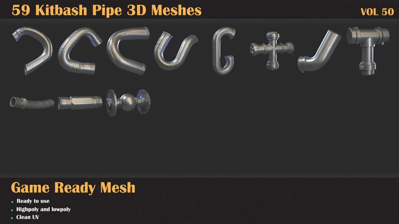 59 Kitbash Pipe 3D Meshes — VOL 50 — preview 6