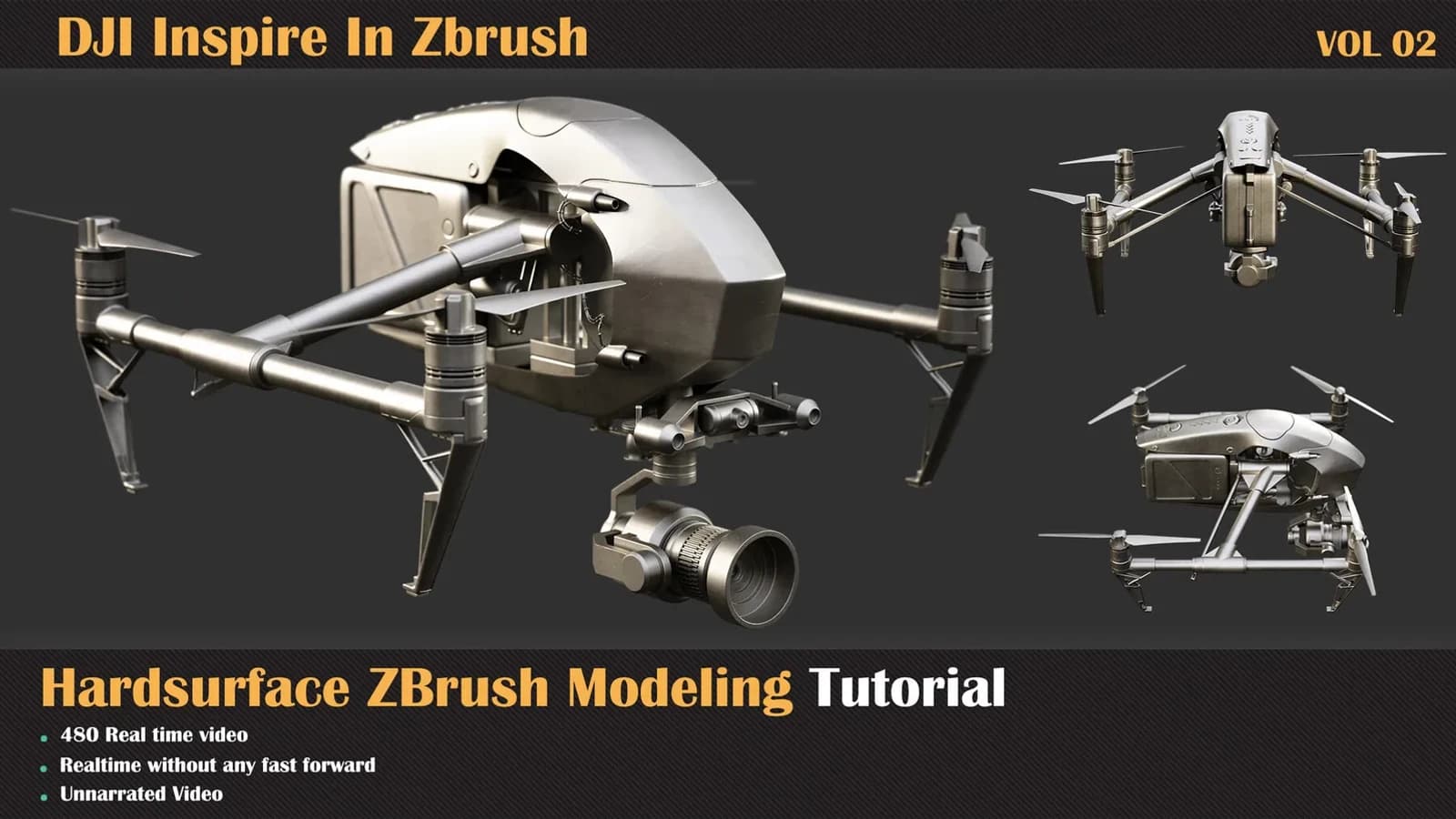 DJI Inspire Hardsurface ZBrush Modeling Tutorial — VOL 02
