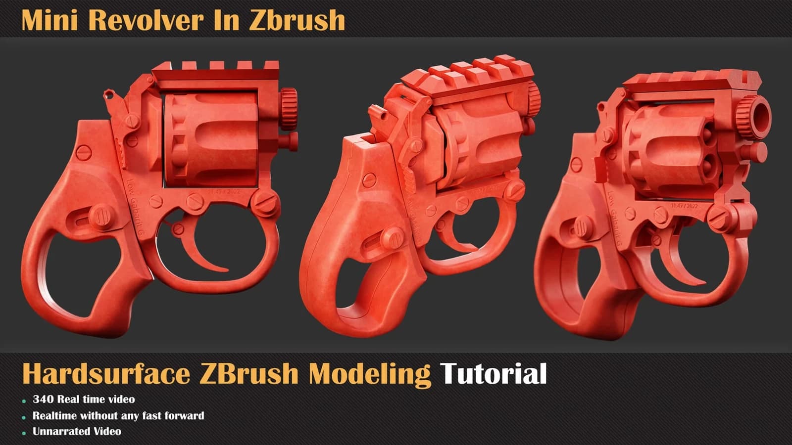 Mini Revolver Hardsurface ZBrush Modeling Tutorial — preview 2