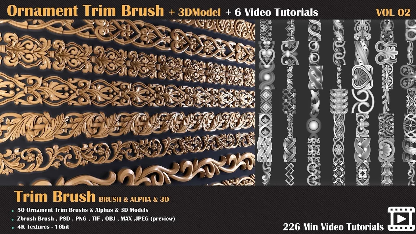 Ornament Trim Brush and 3D Models + 6 Video Tutorials — VOL 04 — preview 2