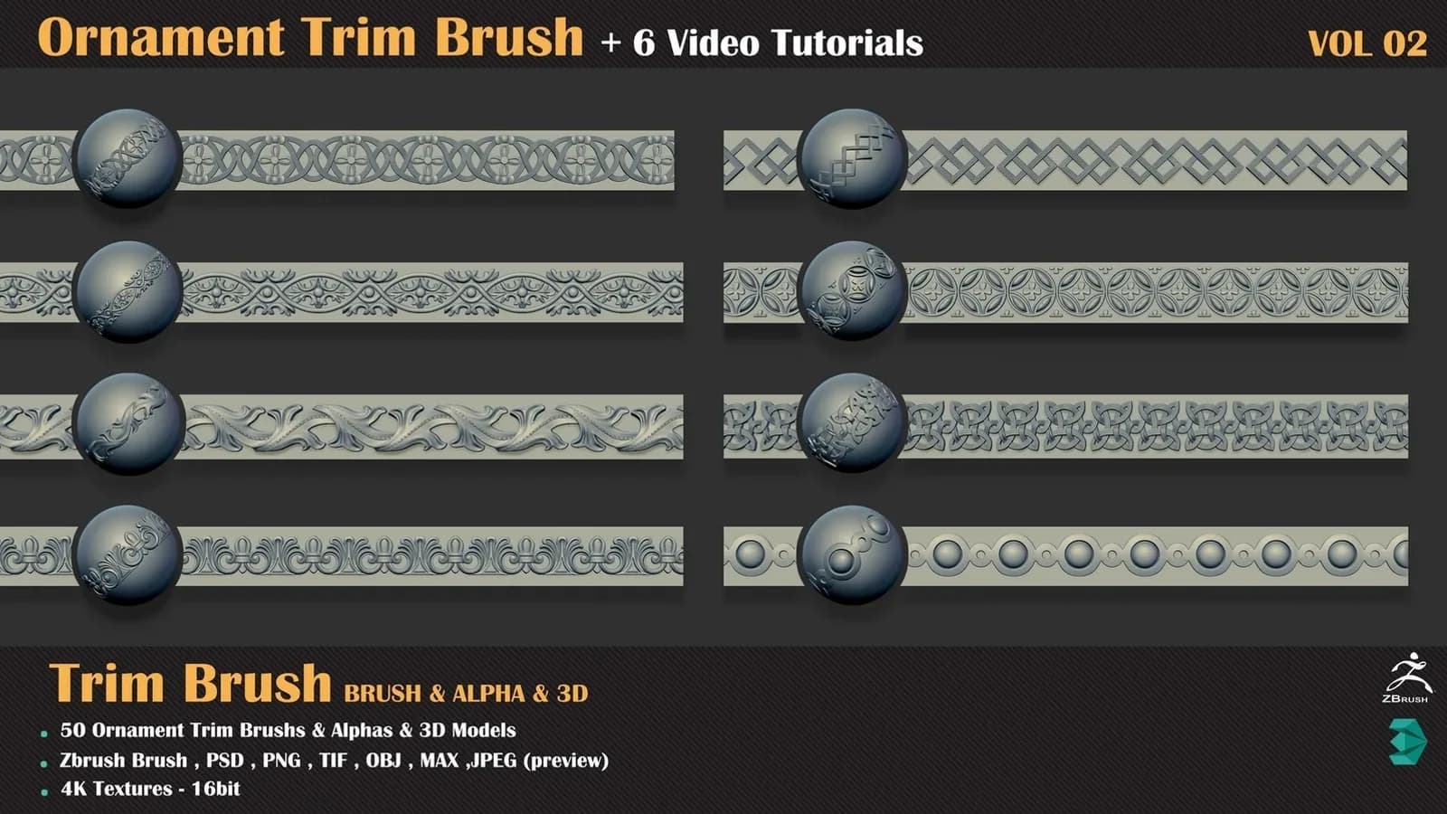 Ornament Trim Brush and 3D Models + 6 Video Tutorials — VOL 04 — preview 6