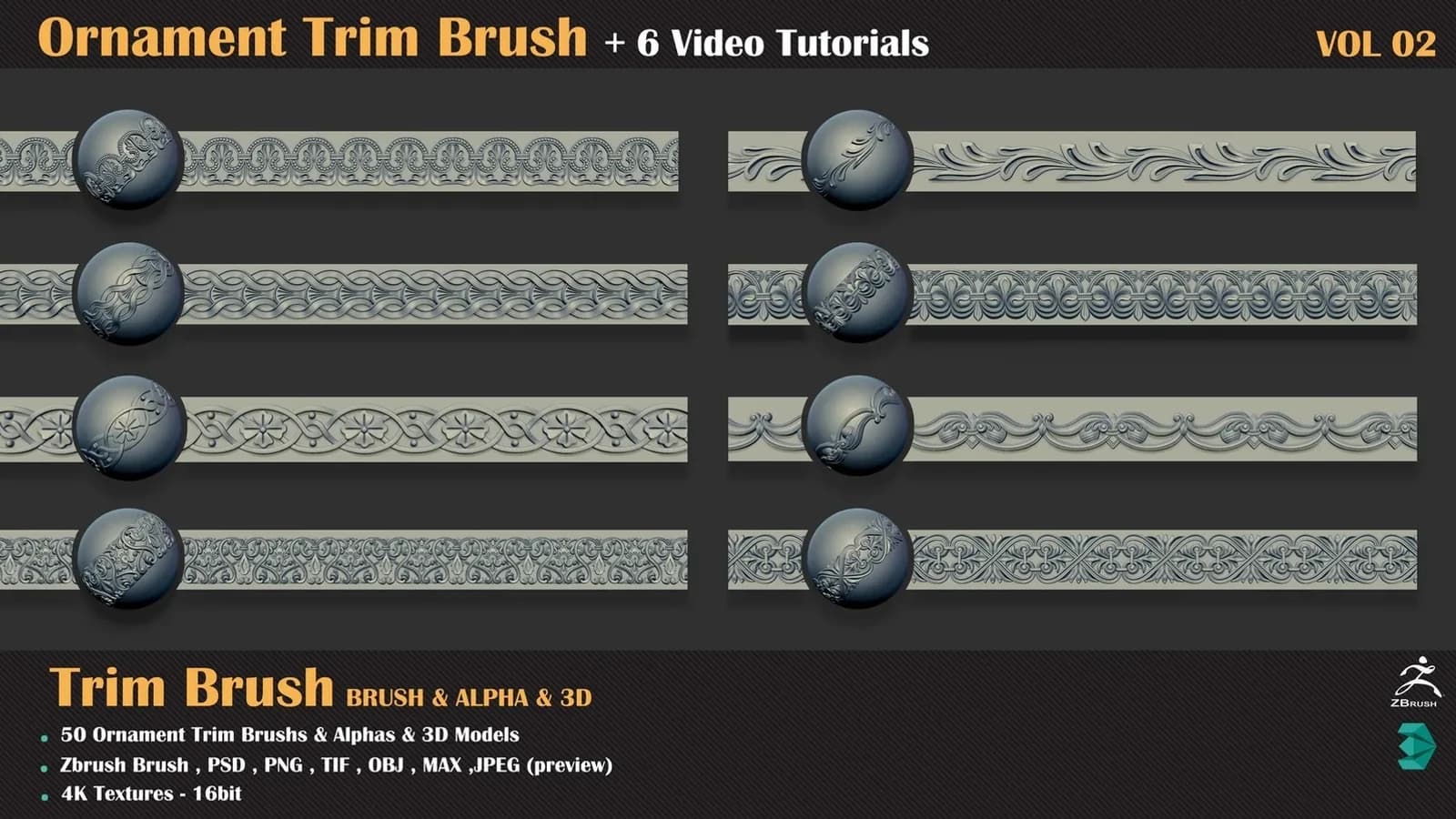 Ornament Trim Brush and 3D Models + 6 Video Tutorials — VOL 04 — preview 8