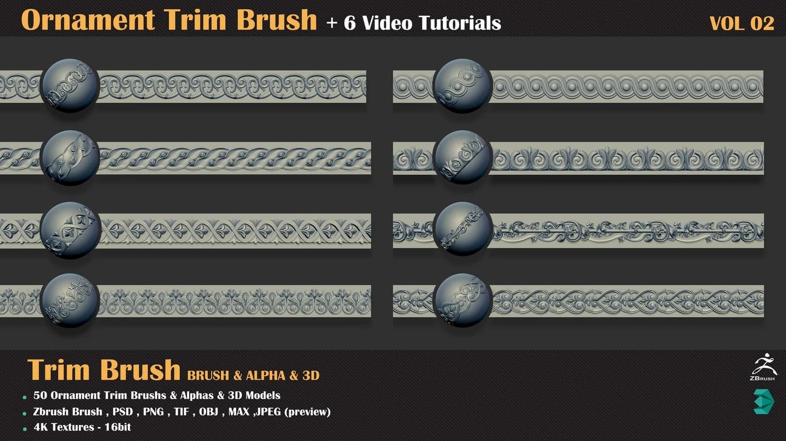 Ornament Trim Brush and 3D Models + 6 Video Tutorials — VOL 04 — preview 10