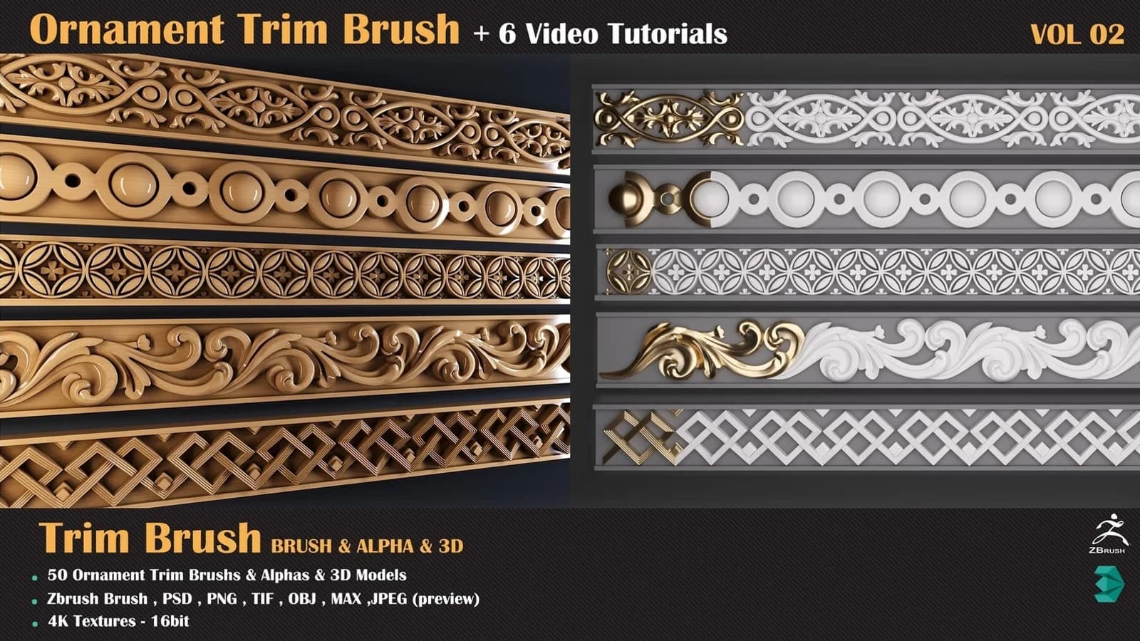 Ornament Trim Brush and 3D Models + 6 Video Tutorials — VOL 04 — preview 14