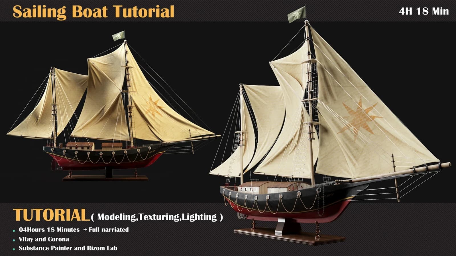Sailing Boat Tutorial ( Modeling, Texturing, Lighting)