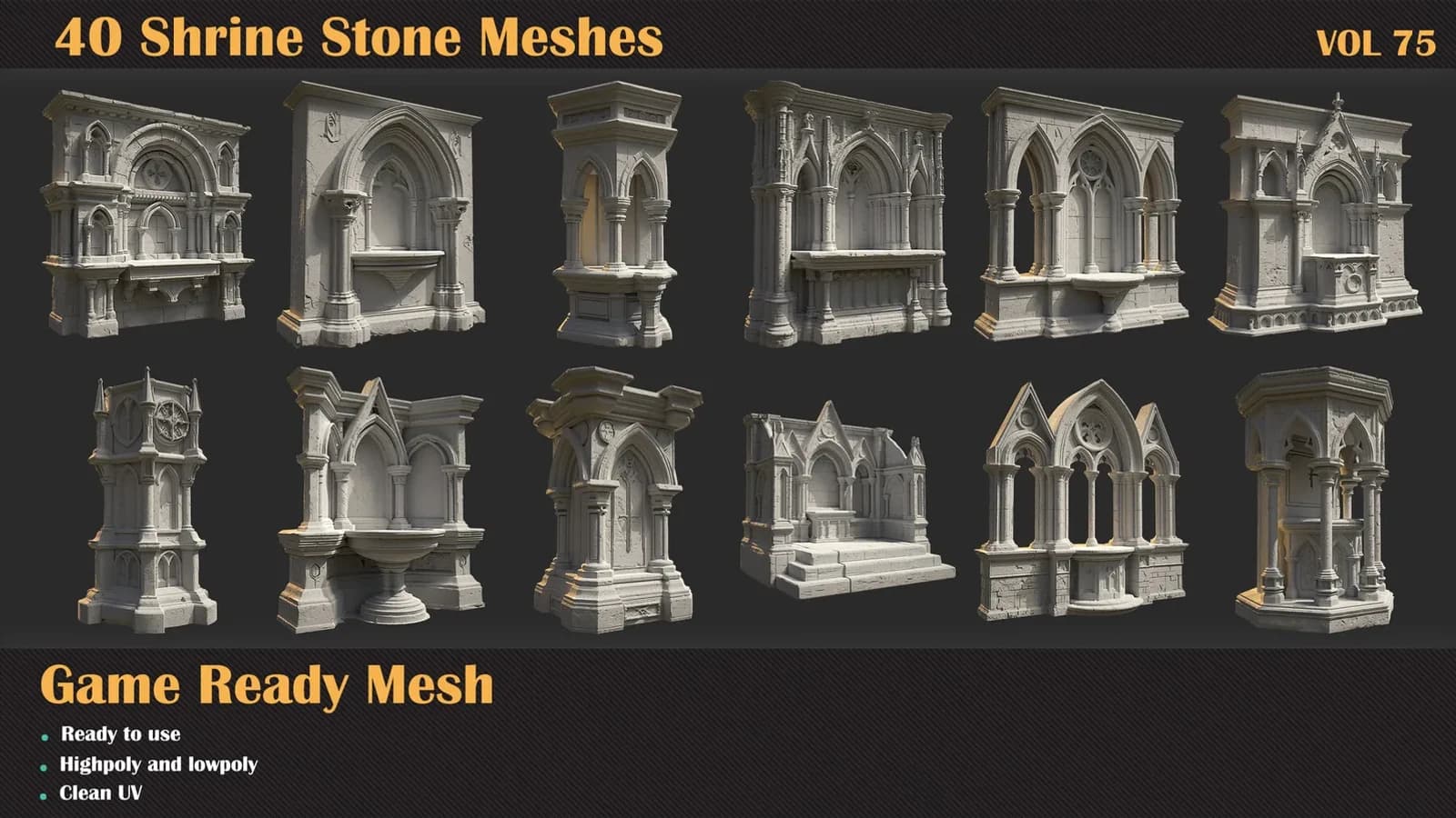 Shrine Stone 3D Meshes — VOL 75 — preview 4