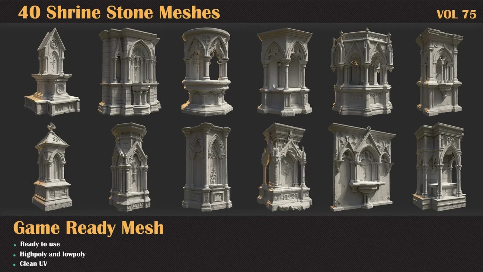 Shrine Stone 3D Meshes — VOL 75 — preview 5