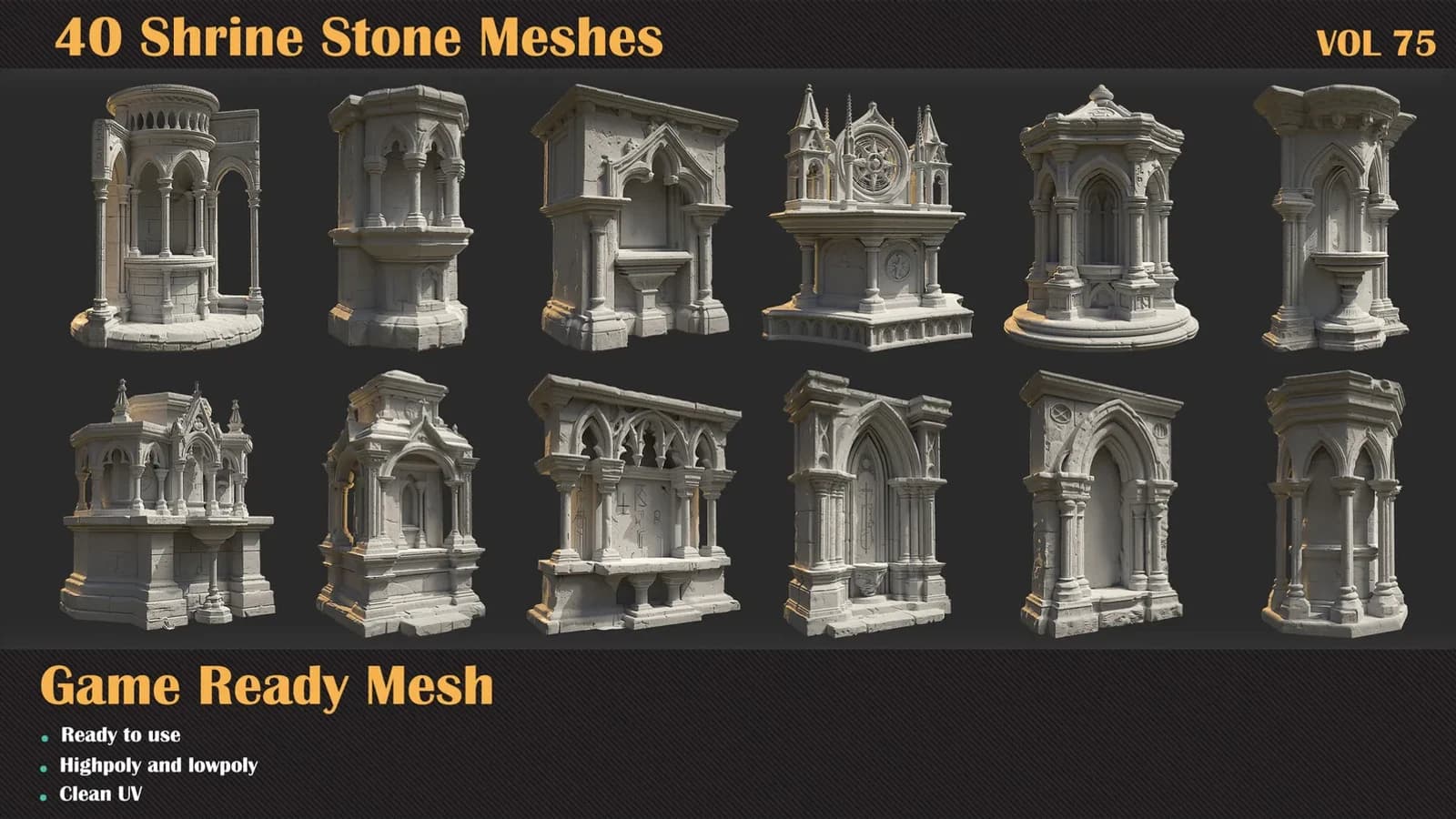 Shrine Stone 3D Meshes — VOL 75 — preview 6