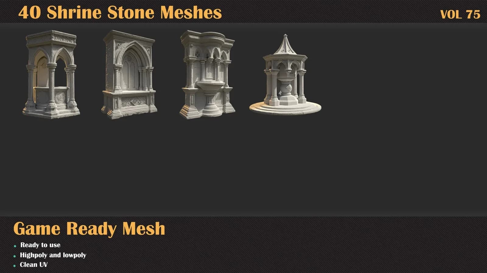 Shrine Stone 3D Meshes — VOL 75 — preview 7