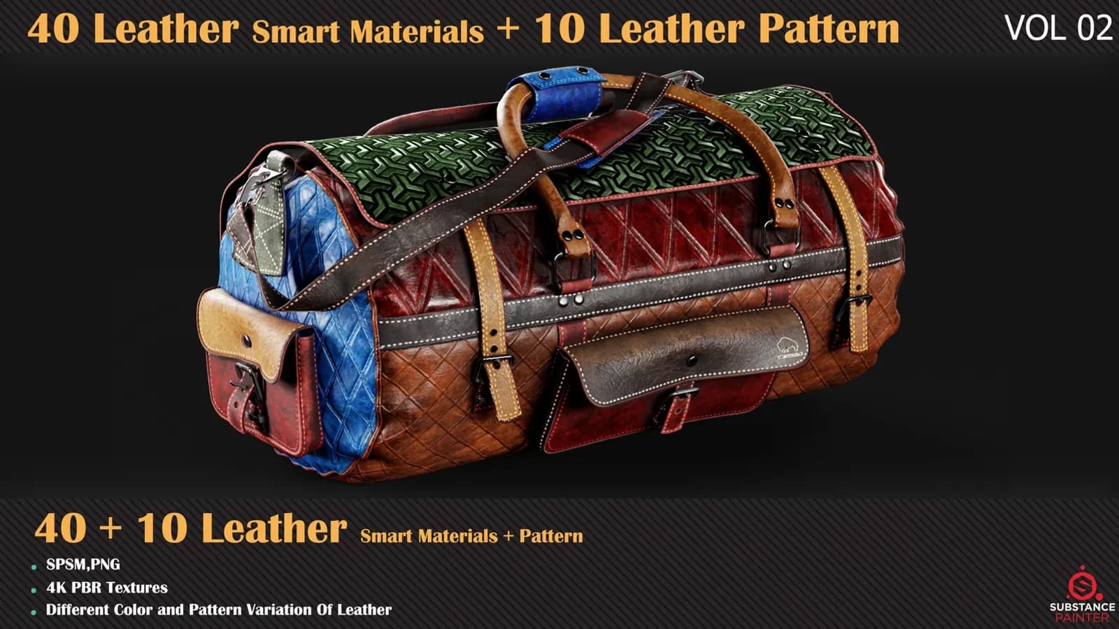40 Leather Smart Materials + 10 Leather Patterns (Commercial Licence)